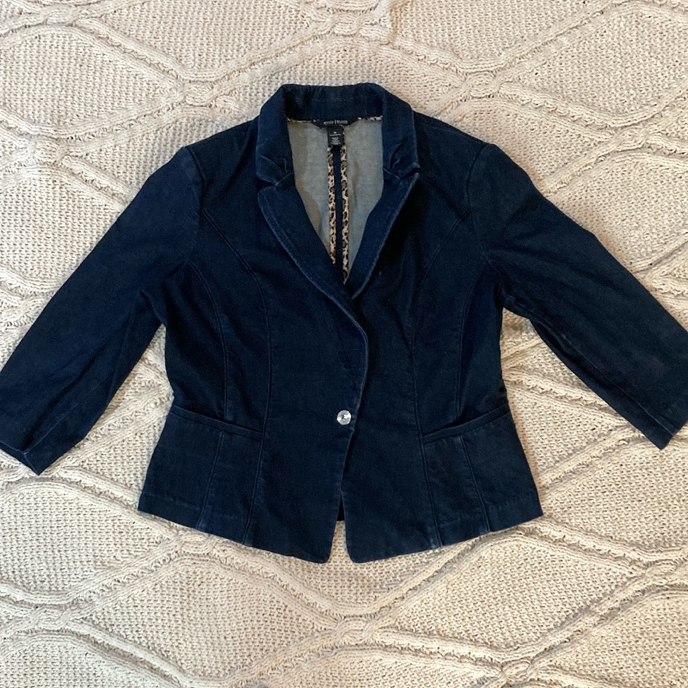 White House Black Market Denim Blazer ~ Size 14